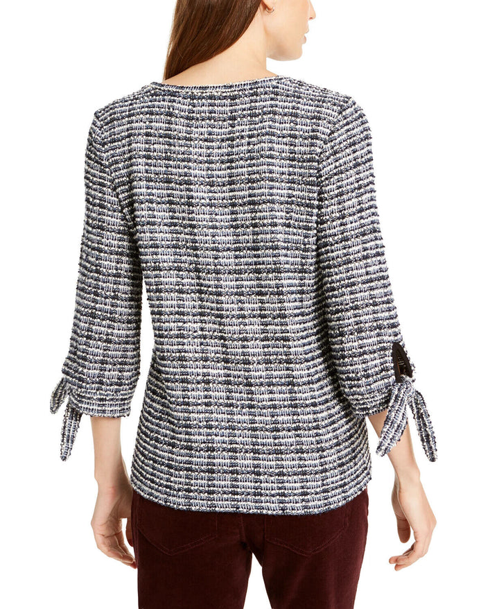 Vince Camuto Printed Tie-Sleeve Top