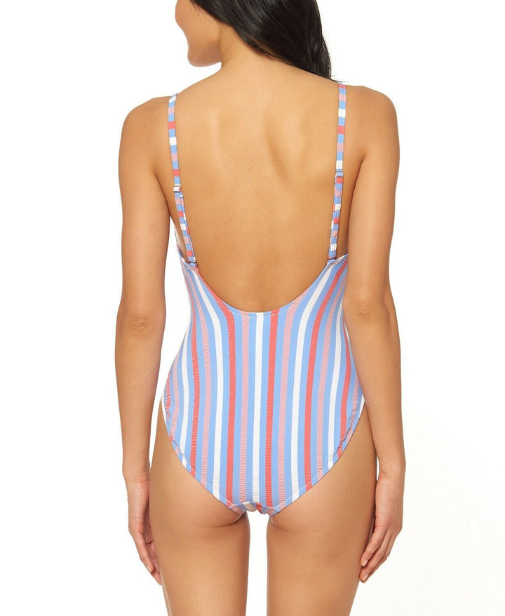 Jessica Simpson Miami Stripe Tie-Waist 1pc. Swimsuit