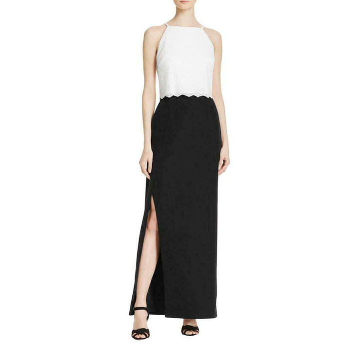 Aidan Mattox Colorblock Crepe Column Gown