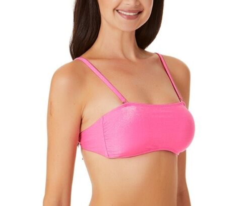 California Waves Juniors' Metallic Shine Bandeau Bikini Top