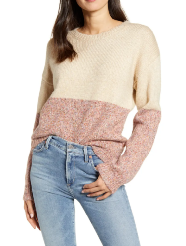 cupcakes and cashmere Carmel Color-Blocked Sweater