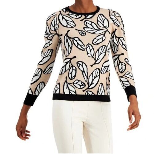 Anne Klein Printed Puff Sleeve Sweater