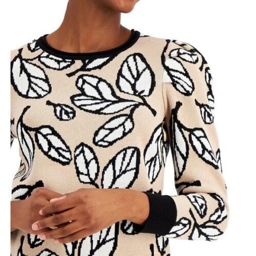 Anne Klein Printed Puff Sleeve Sweater