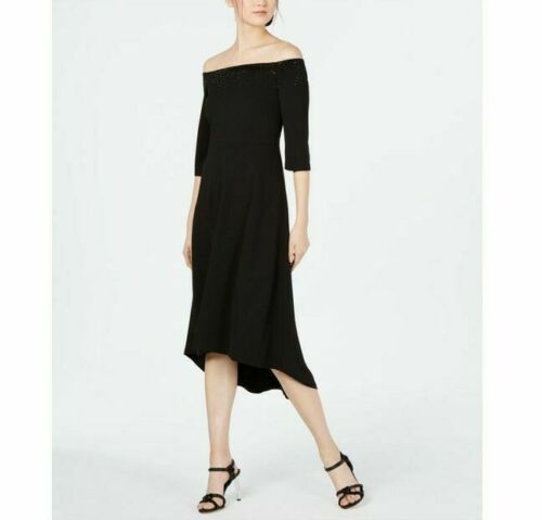 Calvin Klein Off-The-Shoulder High-Low A-Line Dress