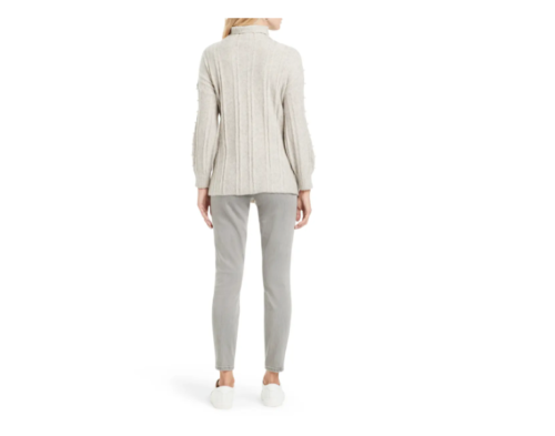 NIC+ZOE Majestic Beaded Cable Knit Metallic Sweater