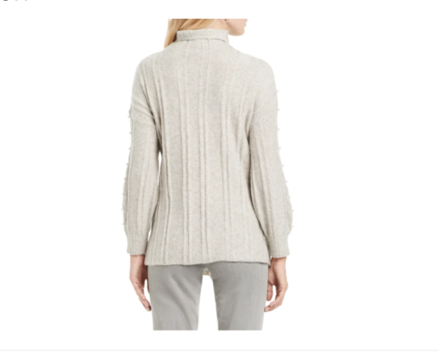 NIC+ZOE Majestic Beaded Cable Knit Metallic Sweater