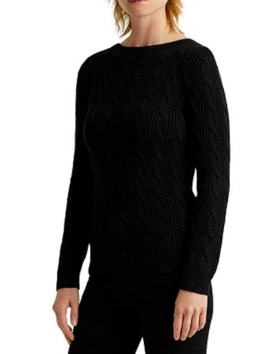 Lauren Ralph Lauren Cable Knit Boat Neck Cotton Sweater