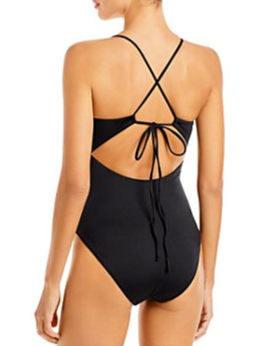 AQUA Swim Lace Up Plunge One Piece Swimsuit