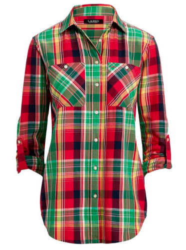 Lauren Ralph Lauren Plaid Roll-Tab Sleeves Shirt