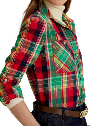 Lauren Ralph Lauren Plaid Roll-Tab Sleeves Shirt