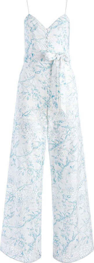 Alice and Olivia Shanti Printed Eyelet Jumpsuit