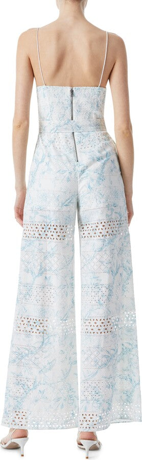 Alice and Olivia Shanti Printed Eyelet Jumpsuit