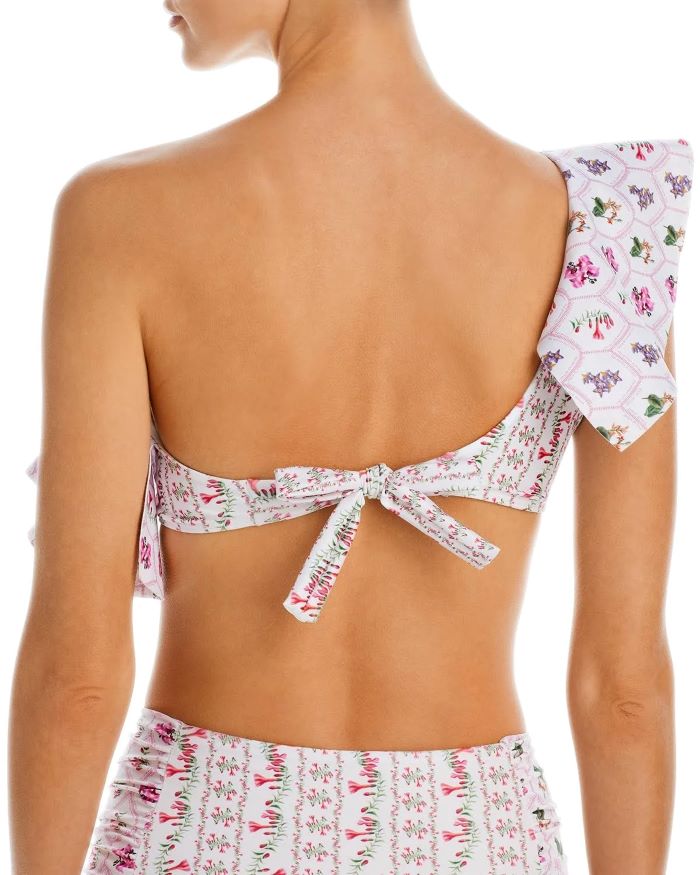 Capittana Isa Peruvia Floral Print Ruffle One Shoulder Bikini Top