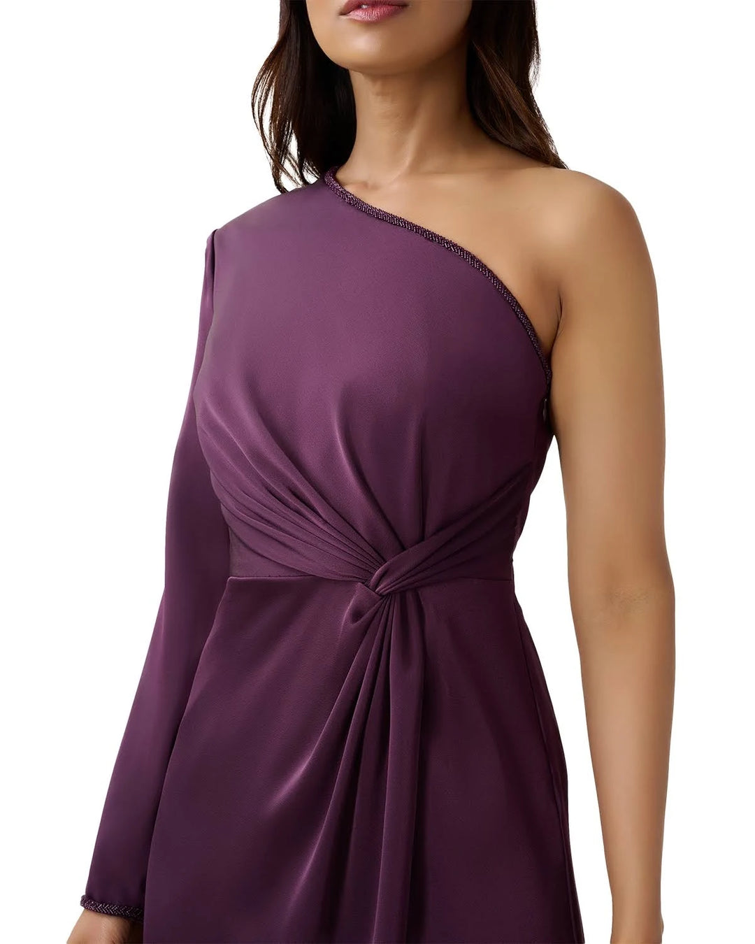 Aidan Mattox One Shoulder Long Sleeve Dress