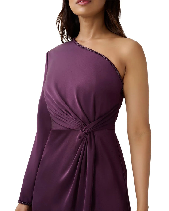 Aidan Mattox One Shoulder Long Sleeve Dress