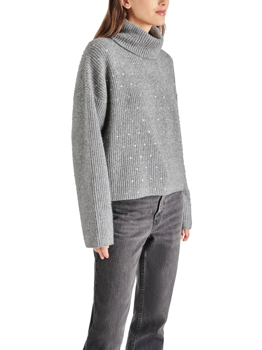 STEVE MADDEN Astro Crystal Turtleneck Sweater