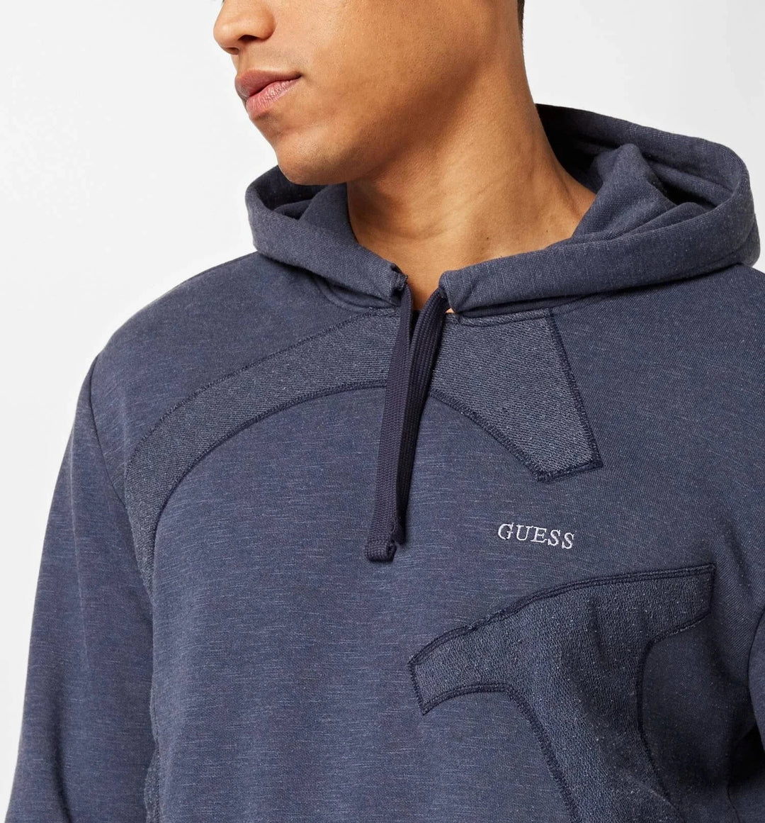 GUESS MEN Timur Garment-Dyed Logo Patch Brushed Fleece Hoodie