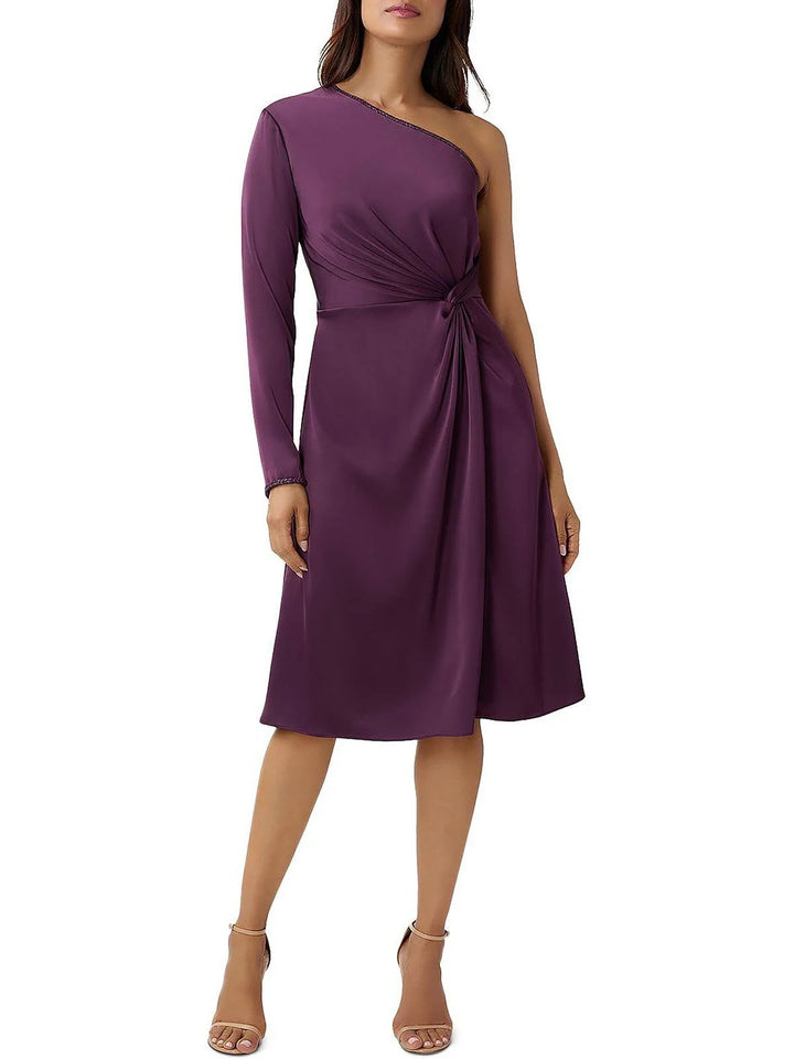 Aidan Mattox One Shoulder Long Sleeve Dress