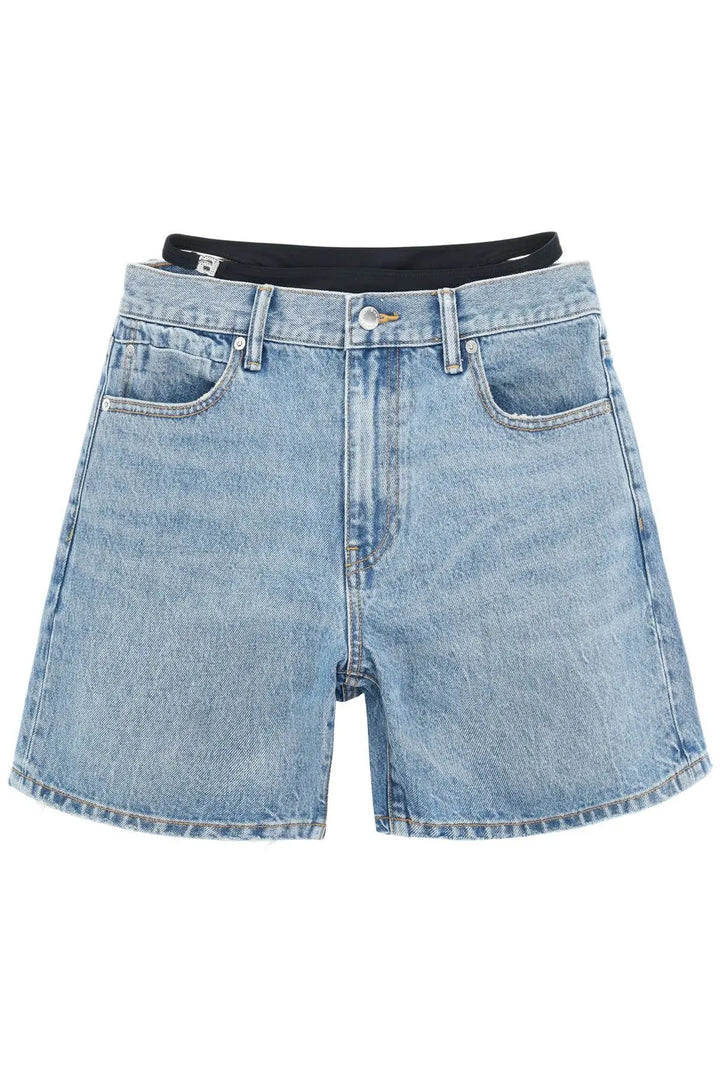 ALEXANDERWANG Embellished Waist Strap Denim Boy Shorts
