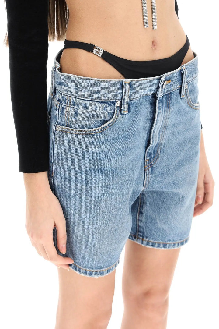 ALEXANDERWANG Embellished Waist Strap Denim Boy Shorts