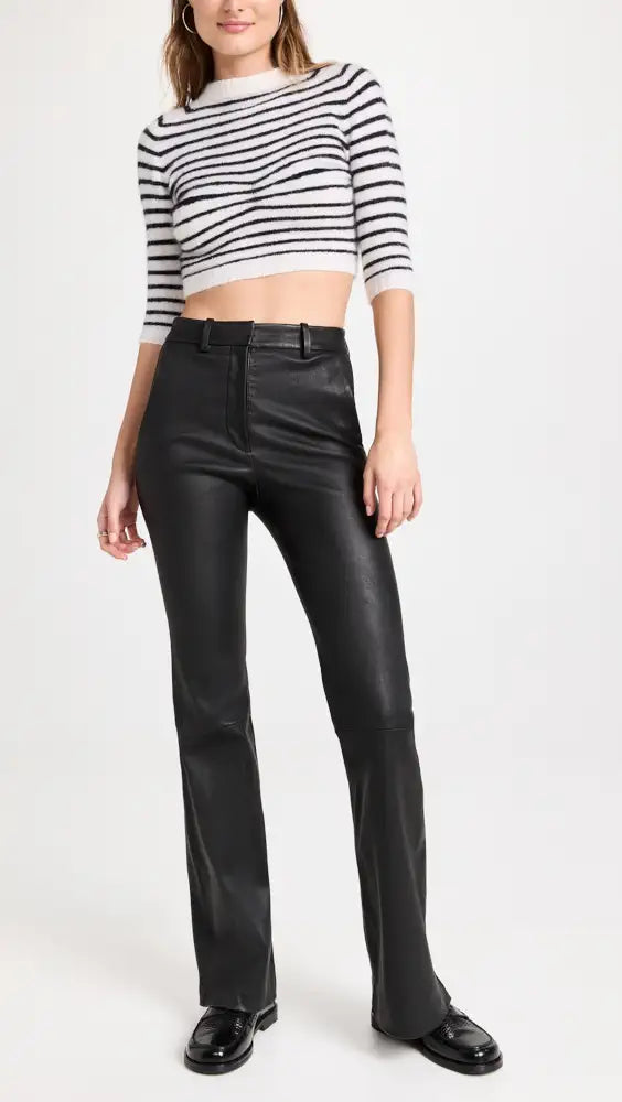 Theory Demitria Leather Flare Pants