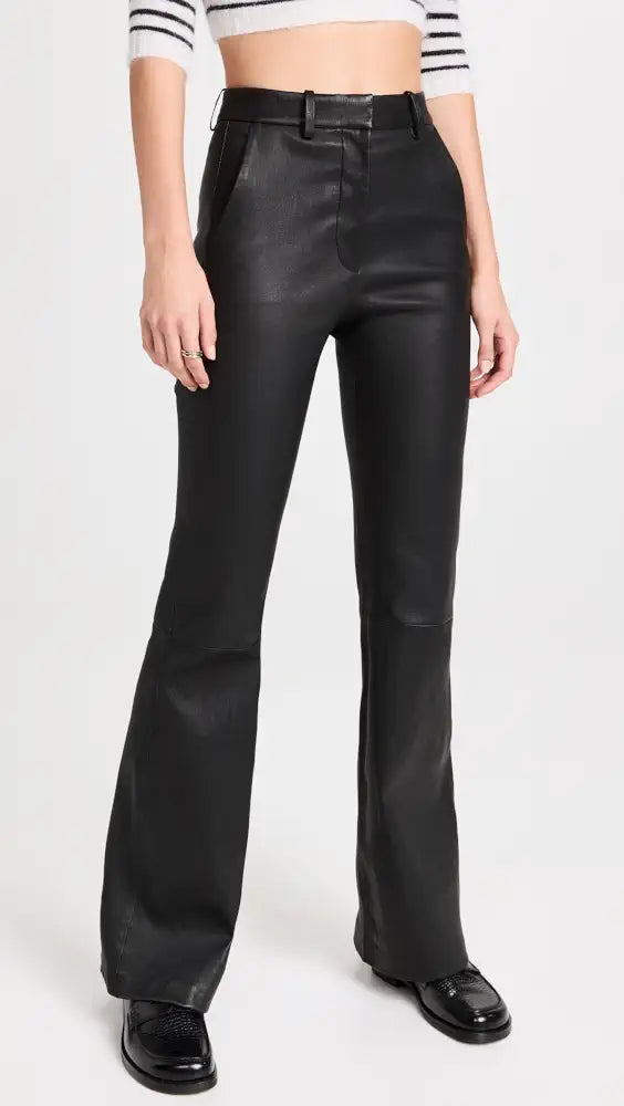 Theory Demitria Leather Flare Pants