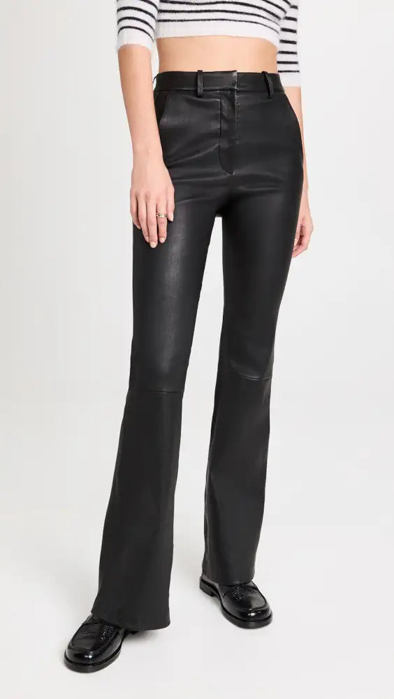 Theory Demitria Leather Flare Pants