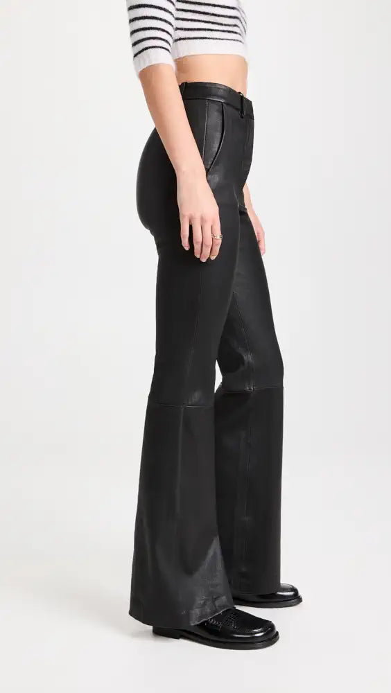 Theory Demitria Leather Flare Pants