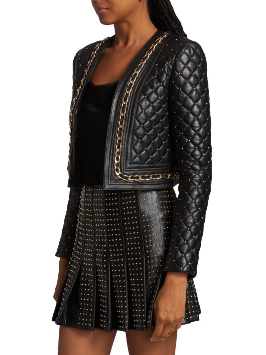 Alice and Olivia Zeta Quilted Vegan Leather Jacket