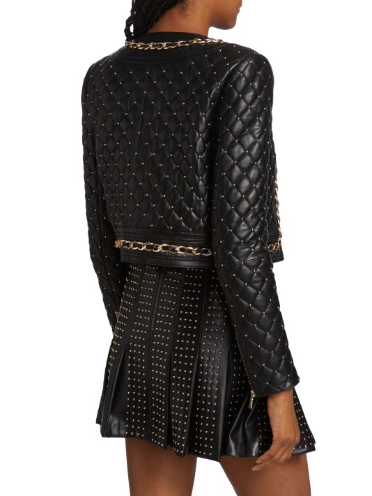 Alice and Olivia Zeta Quilted Vegan Leather Jacket
