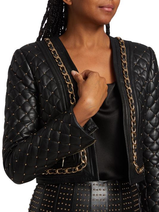 Alice and Olivia Zeta Quilted Vegan Leather Jacket