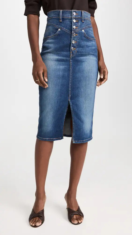 Veronica Beard Herron Denim Midi-Skirt