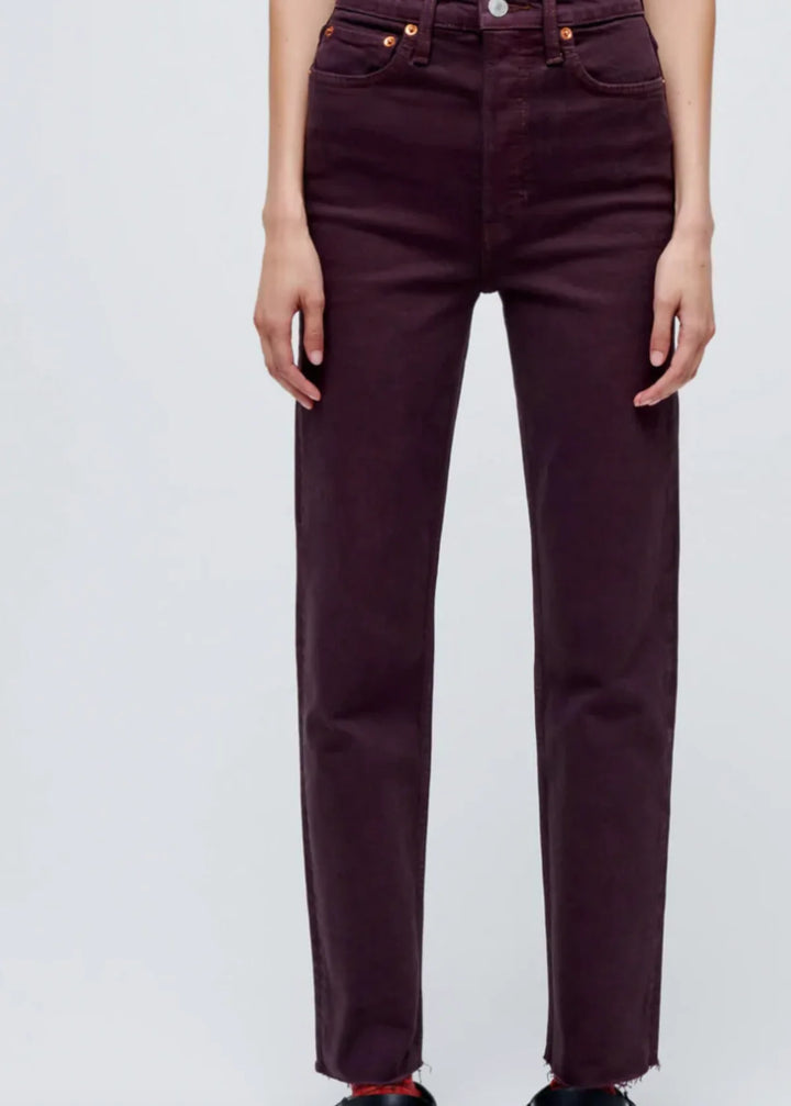 RE/DONE Womens Stove Pipe Denim Cropped High-Waist Jeans