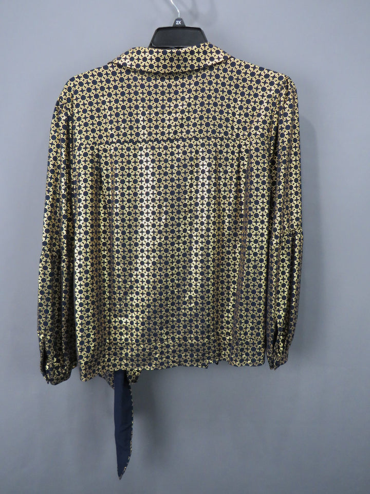 MICHAEL MICHAEL KORS Plus Size Metallic Chain-Print Wrap Top