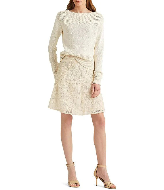 Lauren Ralph LaurenPatchwork Lace A-Line Skirt