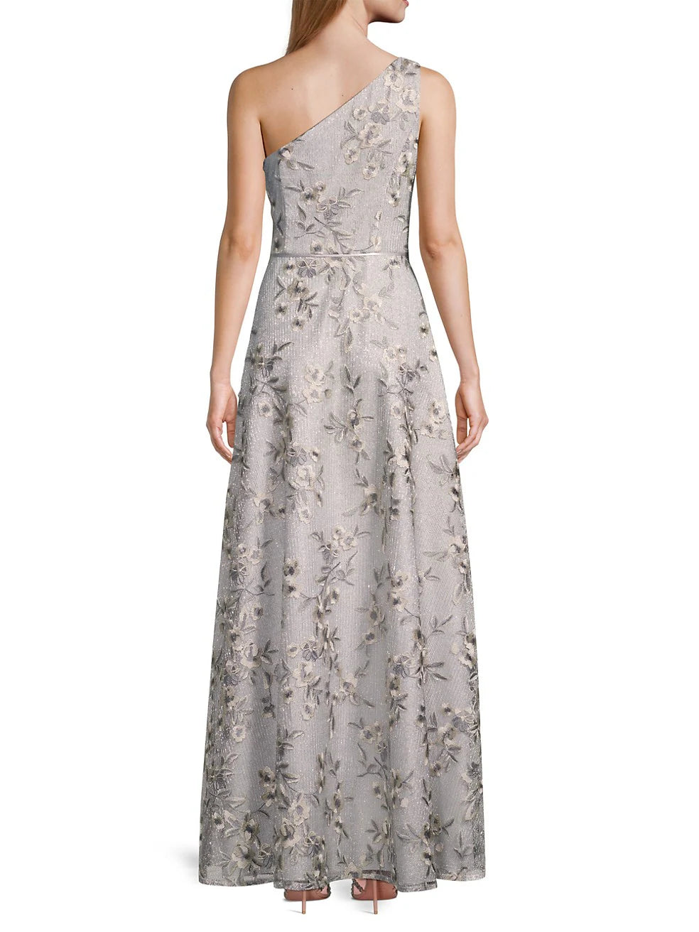Aidan Mattox One-Shoulder Floral Gown