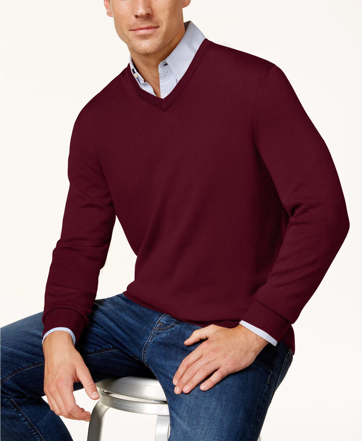 Club Room Men's Solid V-Neck Merino Wool Blend Sweater $75 Size XXL # WM 80 NEW