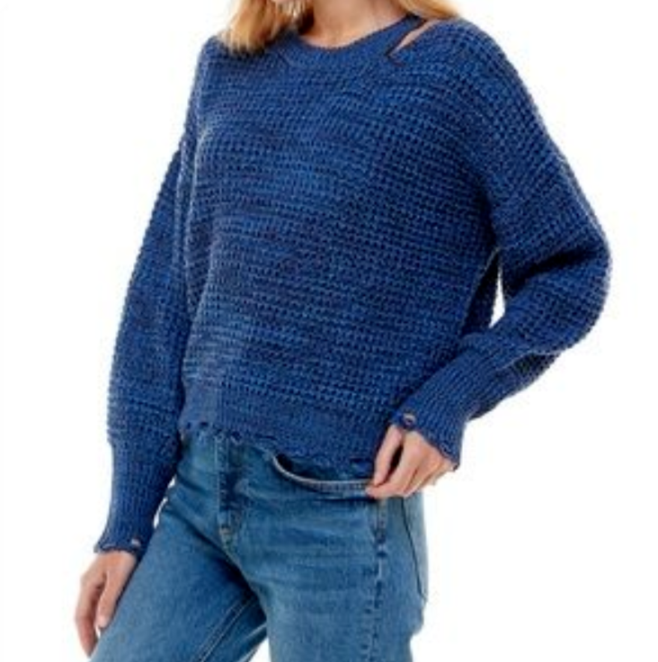 Ultra Flirt Juniors' Destructed Cut-Out Sweater MSRP $44 Size S # WW 289 NEW