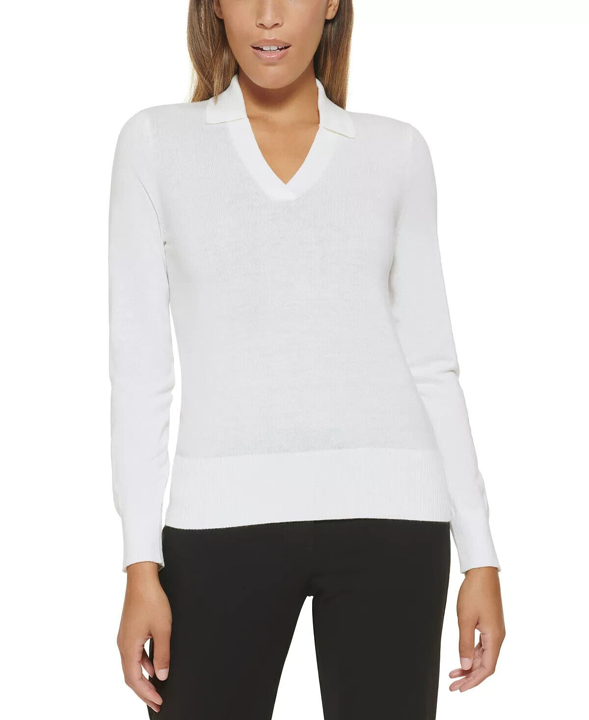 Calvin Klein Petite Collared Pull On Sweater MSRP $79 Size PM # 5C 2389 NEW