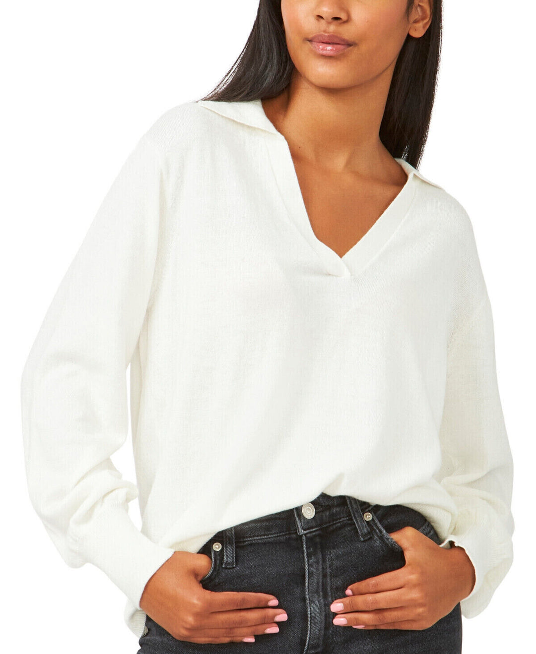 Riley & Rae V-Neck Polo Sweater MSRP $79 Size L # 5D 2220 NEW