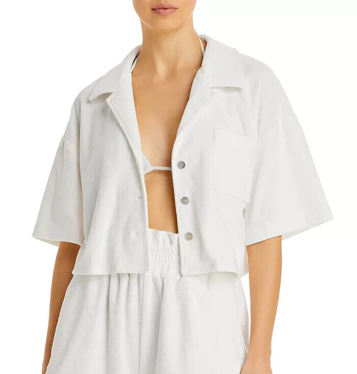 AQUA Swim Cropped Terrycloth Shirt MSRP $68 Size XL # UB4 447/ XLNEW