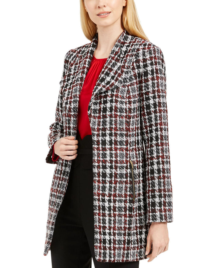 Calvin Klein Tweed Plaid Topper Jacket Size 6 # 16B 65 NEW