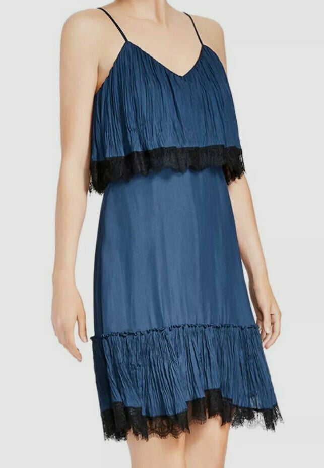 HALSTON HERITAGE Sleeveless Lace-Trim Dress
