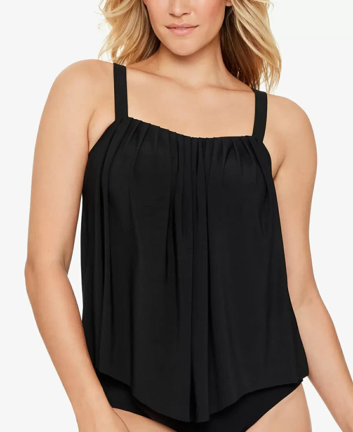 Swim Solutions Pleated-Front Underwire Tankini Top $72 Size 14 # UB5 370 NEW