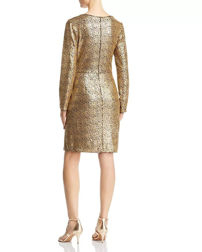 Tadashi Shoji Sequined Faux-Wrap Dress