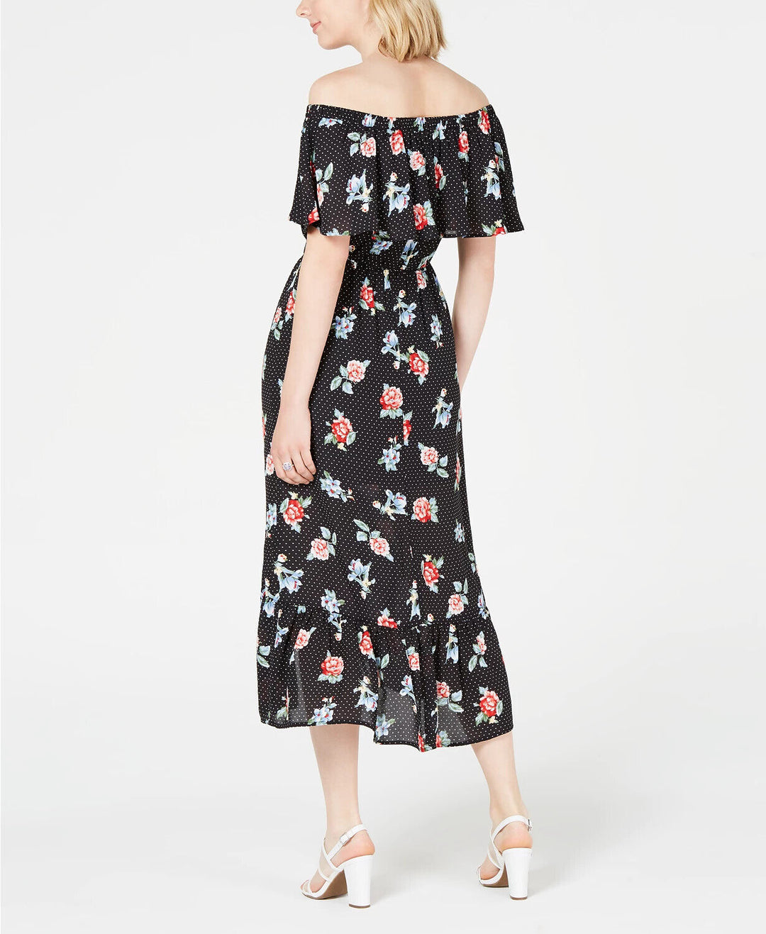 City Studios Juniors' Off-The-Shoulder Printed Maxi Dress