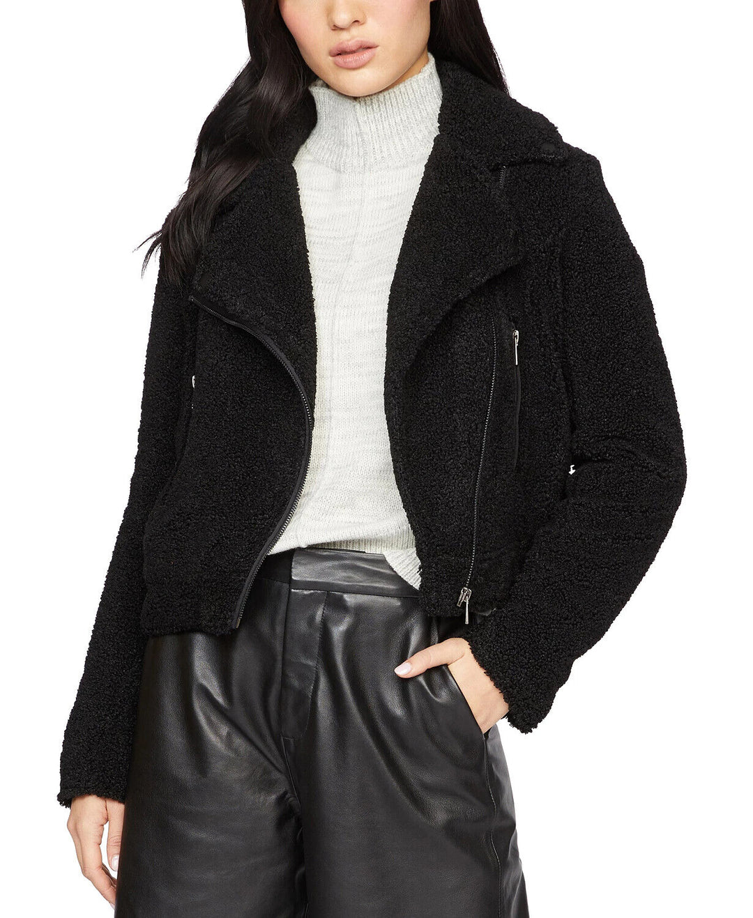 Sanctuary Classic Faux-Sherpa Moto Jacket