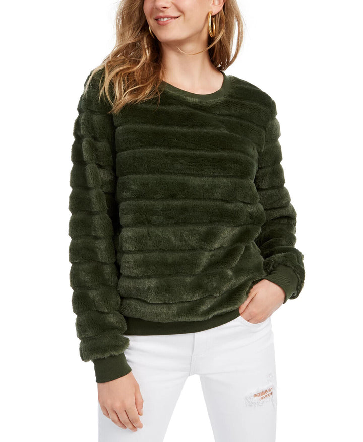 Crave Fame Juniors' Faux-Fur Sweatshirt MSRP $34 Size S # 6C 1685 NEW