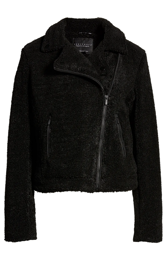 Sanctuary Classic Faux-Sherpa Moto Jacket