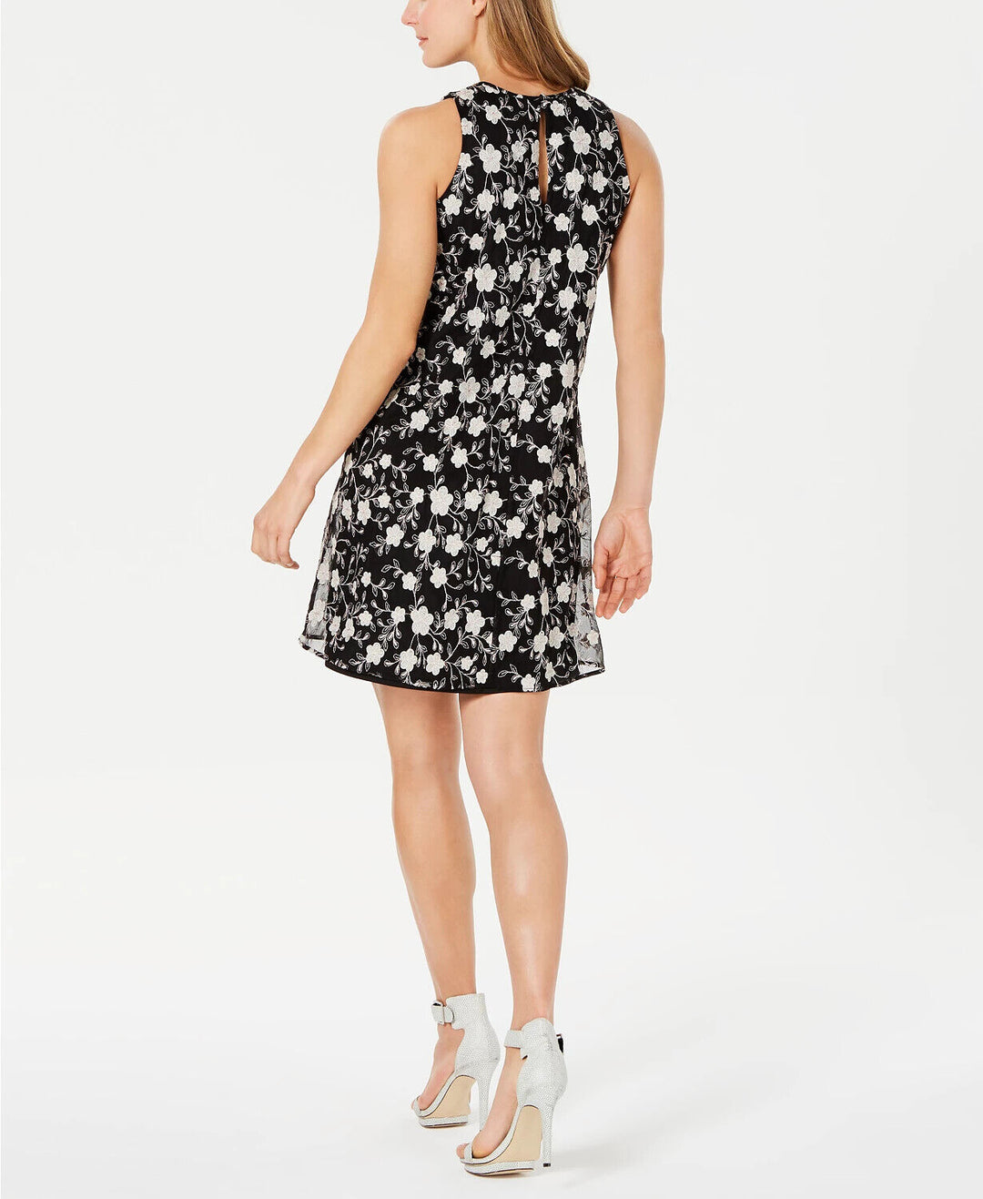 Calvin Klein Floral-Embroidered Trapeze Dress